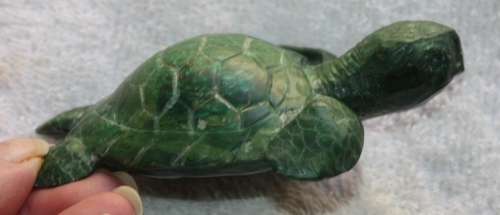 HAND CARVED STONE TURTLE  GREEN STONE MALACHITE