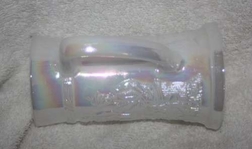 UNUSUAL WHITE PEARL LUSTER CARNIVAL GLASS TANKARD