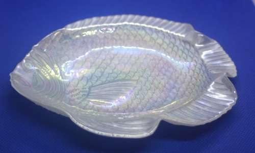 FOUR WHITE LUSTERWARE FISH DISHES PERFECT AS A DISPLAY