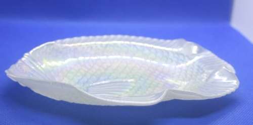 FOUR WHITE LUSTERWARE FISH DISHES PERFECT AS A DISPLAY