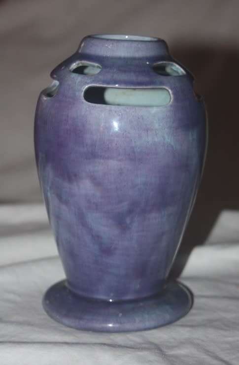 UNUSUAL LILAC VASE WITH FRETT WORK ON TOP PERFECT FOR TULIPS