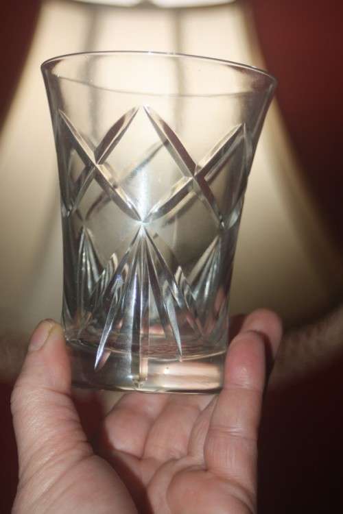 PAIR OF CUT CRYSTAL DRINKING GLASSES GOOD CONDITION