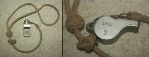 THE ACME THUNDERER MILITARY WHISTLE WITH LANYARD STAMPED 1940 SEE PHOTOS MADE BY J HUDSON & CO BIRMI