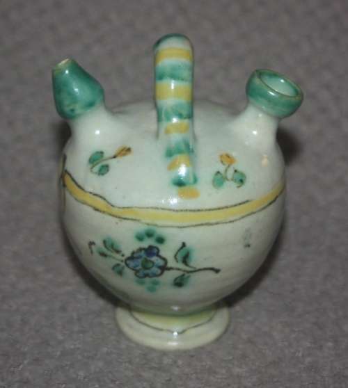LOVELY HAND PAINTED POTTERY AMPHORA WITH DRAGON FLY MOTIF perfect for incense sticks