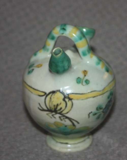 LOVELY HAND PAINTED POTTERY AMPHORA WITH DRAGON FLY MOTIF perfect for incense sticks