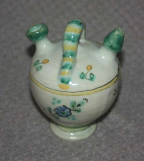 LOVELY HAND PAINTED POTTERY AMPHORA WITH DRAGON FLY MOTIF perfect for incense sticks