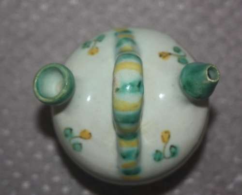 LOVELY HAND PAINTED POTTERY AMPHORA WITH DRAGON FLY MOTIF perfect for incense sticks