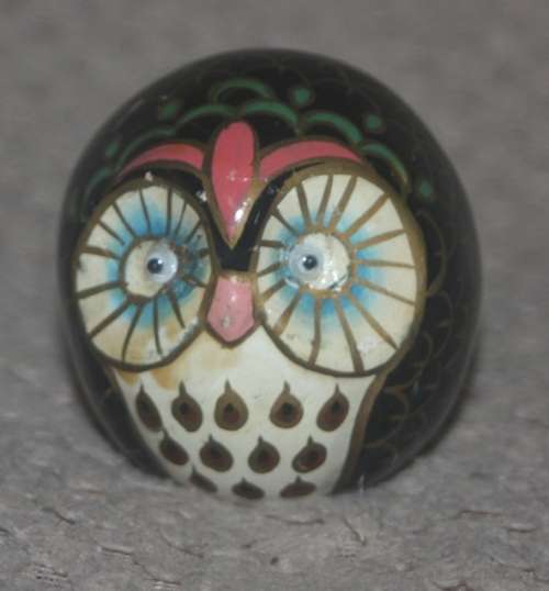 HAND PAINTED POTTERY OWL WITH MOVING EYES