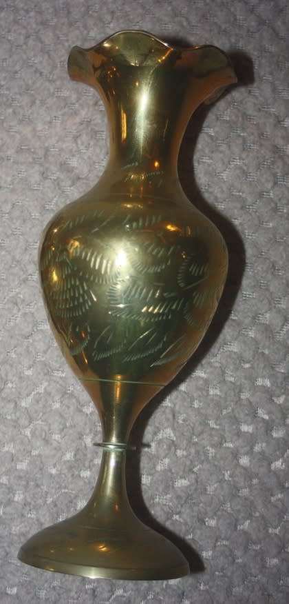 BEAUTIFUL TRIO OF BRASS VASES WITH FLUTED EDGE TAKE A LOOK