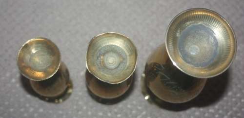 BEAUTIFUL TRIO OF BRASS VASES WITH FLUTED EDGE TAKE A LOOK