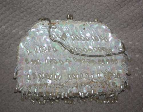 VINTAGE TEAR DROP BEADED AND SEQUINED  CLUTCH BAG