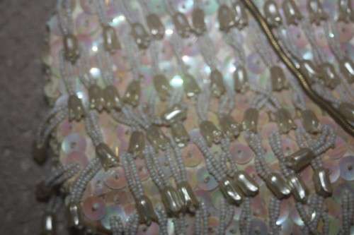 VINTAGE TEAR DROP BEADED AND SEQUINED  CLUTCH BAG