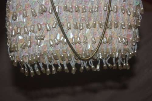 VINTAGE TEAR DROP BEADED AND SEQUINED  CLUTCH BAG