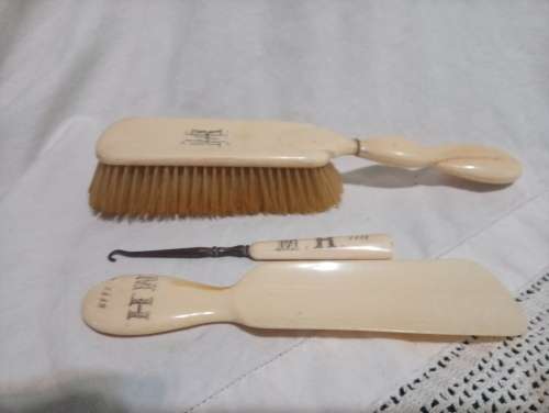 Antique shoe care kit monogrammed MH dated 1889 take a look at all photos unusual item