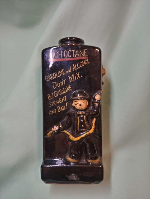 Royal avon PETROL ATTENDANT DECANTER WITH HUMEROUS SAYING  NO CORK