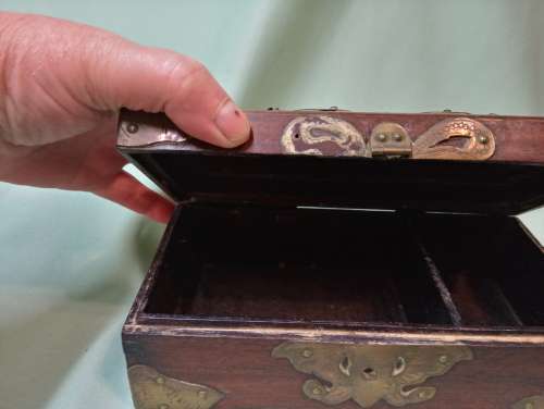 Decorative teak and metal box(D)vintage