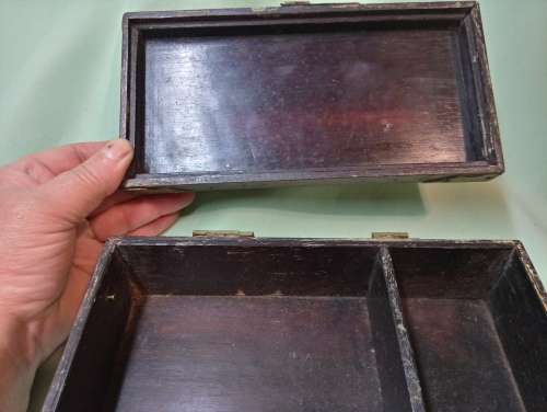 Decorative teak and metal box(D)vintage