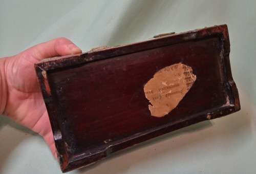 Decorative teak and metal box(D)vintage