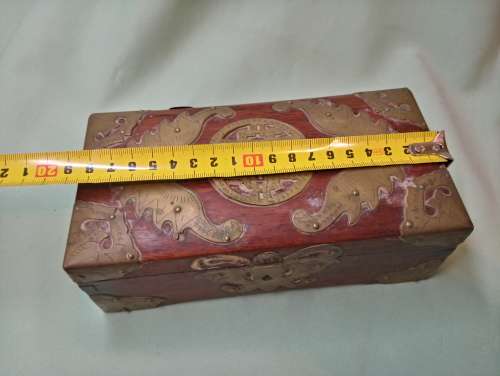 Decorative teak and metal box(D)vintage