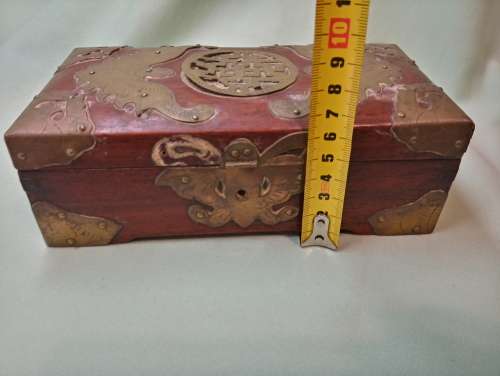 Decorative teak and metal box(D)vintage