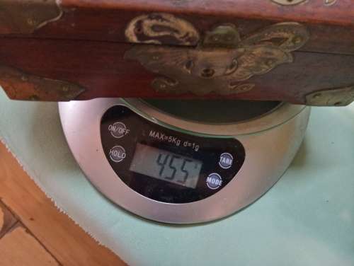 Decorative teak and metal box(D)vintage