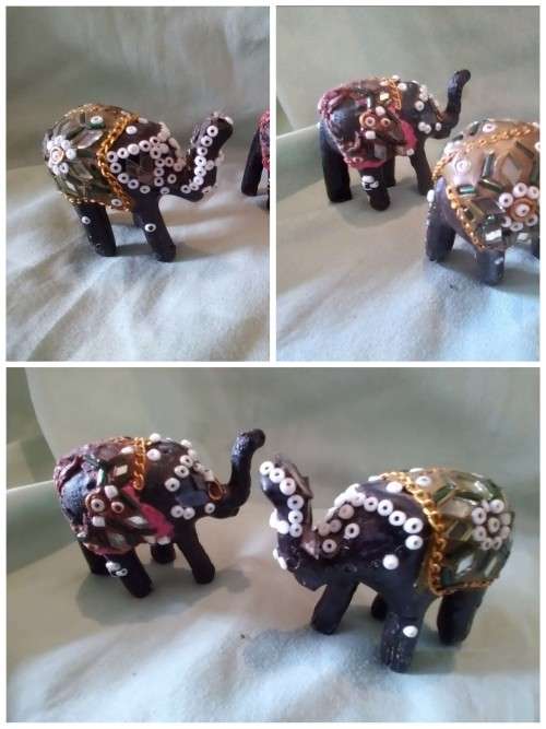 Pair of festival Indian elephant ornaments small