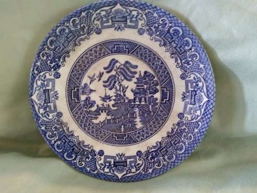 Old Willow pattern ironstone saucer