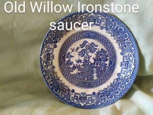 Old Willow pattern ironstone saucer