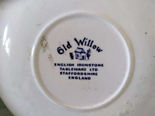 Old Willow pattern ironstone saucer