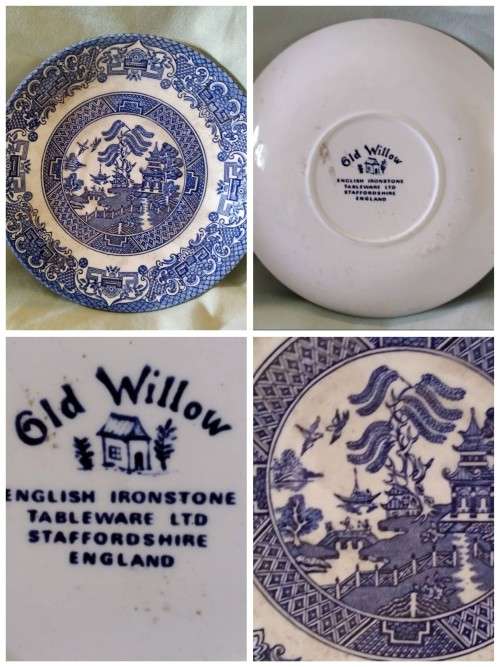 Old Willow pattern ironstone saucer
