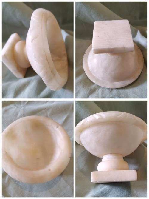 Sweet alabaster bird bath ornament