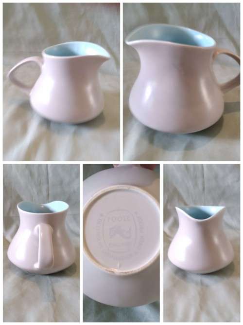 Poole Pottery Twintone Sky Blue and Dove Grey Contour Milk Jug