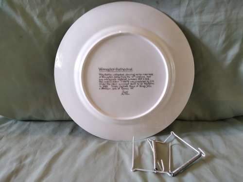 English Fine China Worcester Cathedral plate with red trim