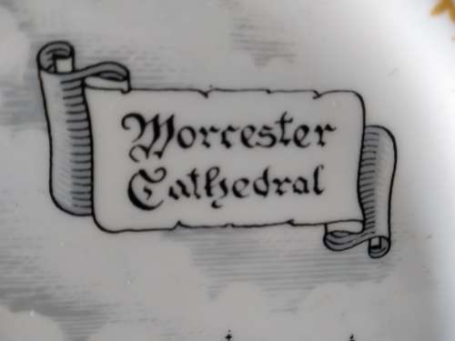 English Fine China Worcester Cathedral plate with red trim