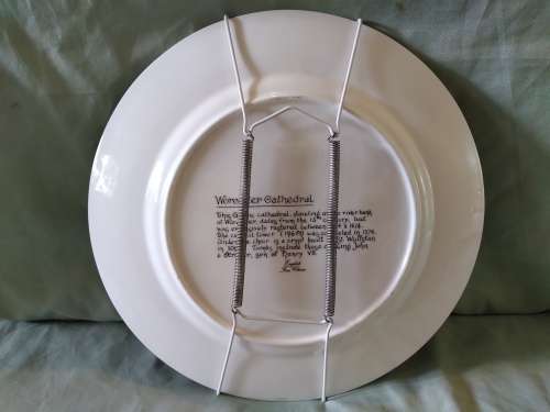 English Fine China Worcester Cathedral plate with red trim