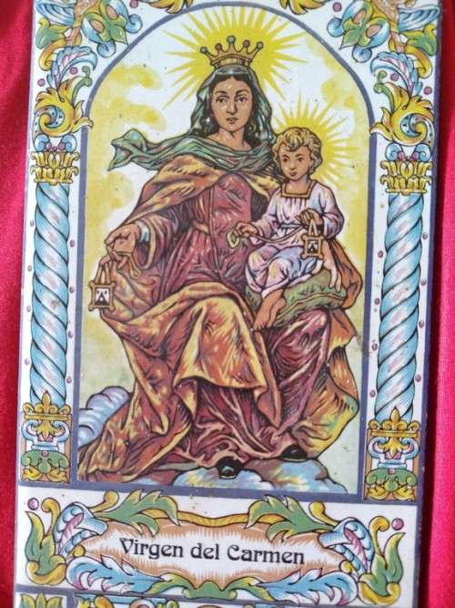 Virgen del Carmen religious icon tile