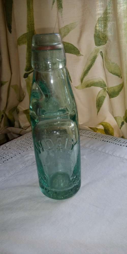 Antique W. Daly, Durban glass  bottle with marble stopper