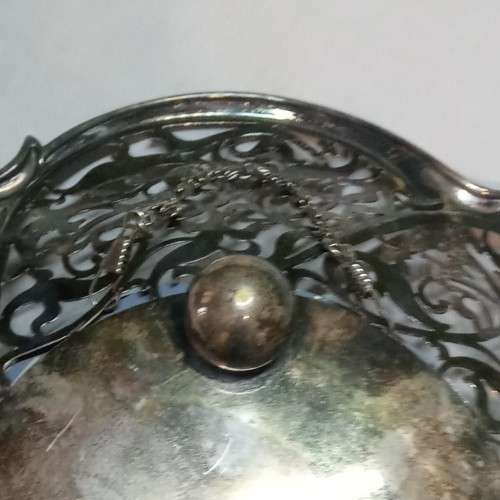 Repurposed vintage. Decorative mirror from epns frett work bowl.