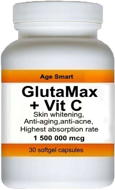 GlutaMax Skin whitening brightening 30 softgels +Vit C.1500000 mcg. Glutathione
