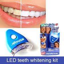 10 min fast result LED light teeth whitening bleaching dental kit with 2 gels and silicon set.