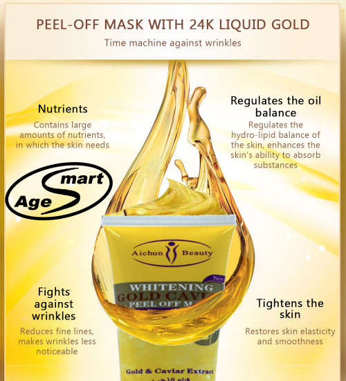 24K gold peel off mask with Licorice,Gaviar.Whitening,tightening,Vitamin A,E shrink skin pores 120ml