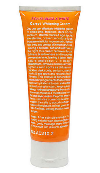 3 days quick whitening carrot whitening face and body cream. 80g , Scars/Marks, Age Spots/Freckles