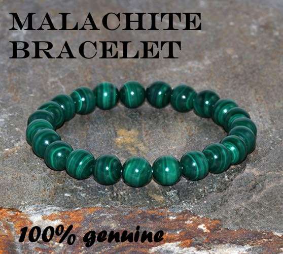10 mm beads. Malachite bracelet 100% genuine.18 cm High polished. Attract abundance.Crystal stone.