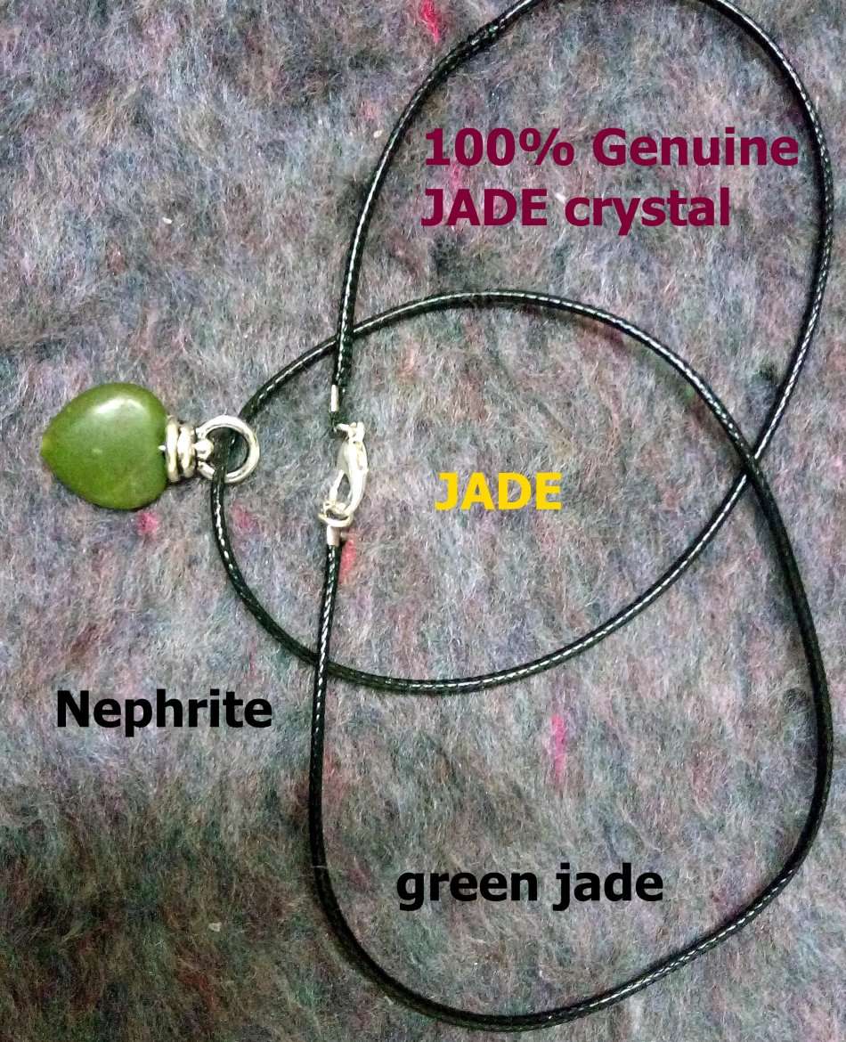 100% Genuine Jade heart pandant with rope.silver plated. Attract money. Feng-Shui, Reiki healing.