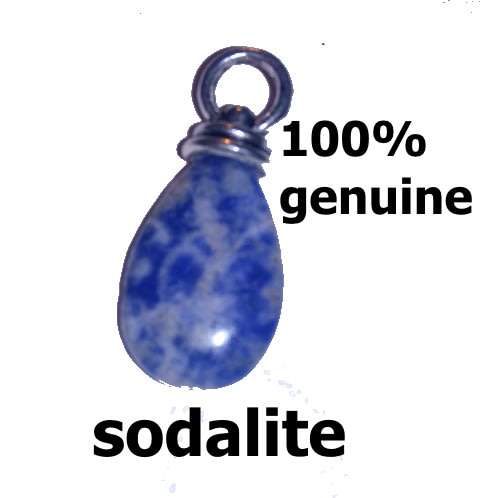 100% Genuine Sodalite pendant water drop shape.with silver plated deco. Reiki healing. Feng Shui