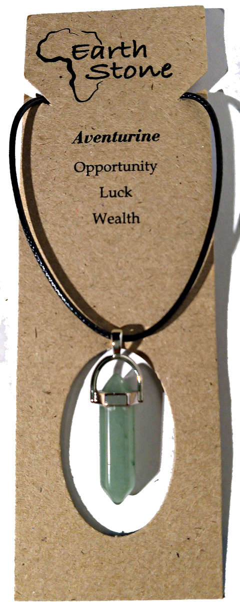 #1 Genuine aventurine hexagon stick pendant.Attracts good luck and prosperity Feng Shui,Reiki healin