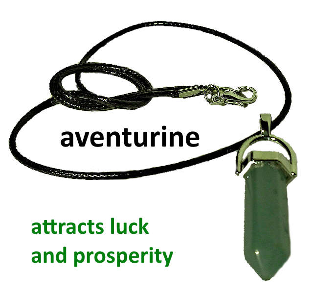 #1 Genuine aventurine hexagon stick pendant.Attracts good luck and prosperity Feng Shui,Reiki healin