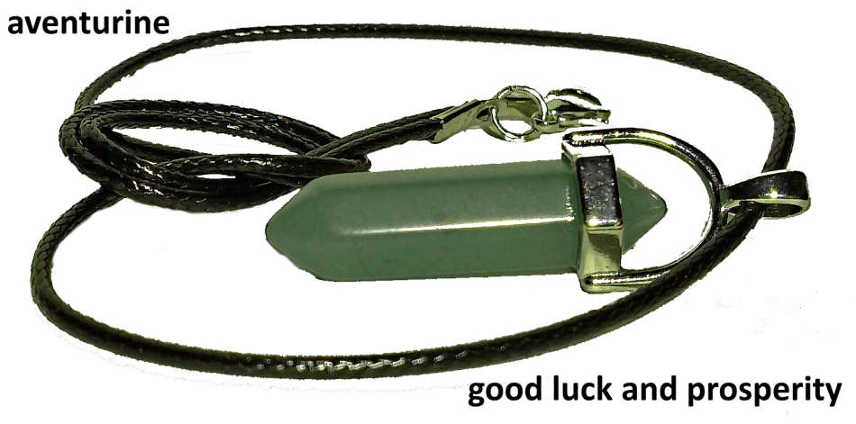 #1 Genuine aventurine hexagon stick pendant.Attracts good luck and prosperity Feng Shui,Reiki healin