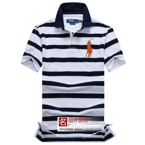 Cotton POLO T-shirt short sleeve semi-sleeve sweater jersey black white streak turndown for men