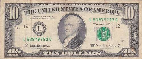 1x TEN AMERICAN DOLLAR AND 7x ONE AMERICAN DOLLAR NOTES